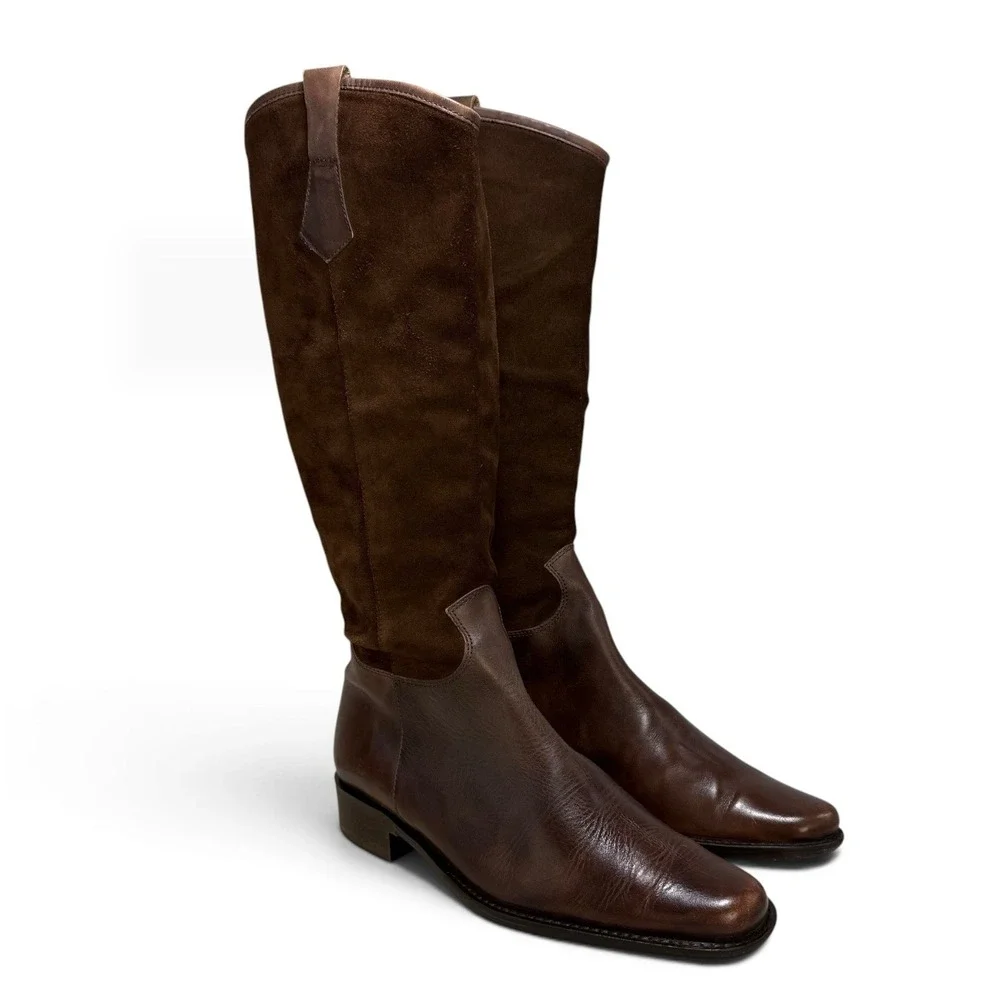 Eddie Bauer Brown Tall Equestrian Style Leather Footbed Suede Shaft Boots 8M